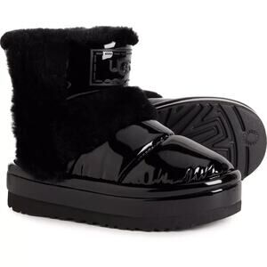 UGG CLASSIC‎ CHILLAPEAK SHINE BLACK SPILL SEAM PLATFORM BOOTS